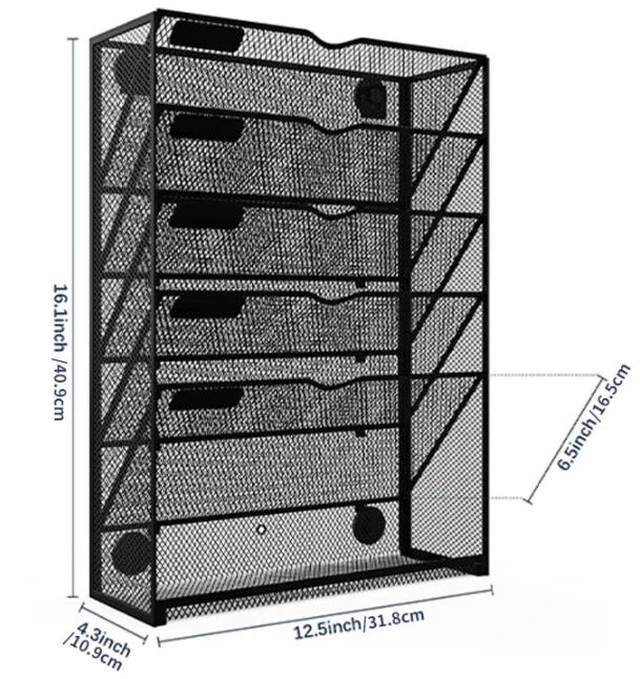Main image of Magnetic storage rack, wall-mounted without drilling, iron art wall-mounted frame, multi-layer file storage rack, multi-functional