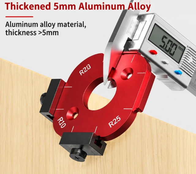 Alt view image 2 of 6 - Woodworking Radius Template Set with Router Bit, 2pc Arc Corner Jig + Trimming Bit Red