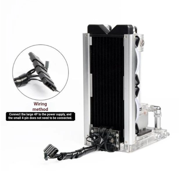 Alt view image 3 of 3 - Laptop water-cooling BJTZ-T5 hard pipe kit with RGB full configuration and VA liquid crystal temperature display Silver suit
