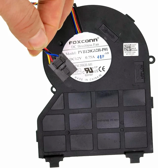 Alt view image 5 of 7 - Ventilador de refrigeración de CPU para Dell OptiPlex 790 390 990, Foxconn PVB120G12H-P01 J50GH-A00 J50GH 0J50GH, DC12V 0.75A Ventilador de chasis pequeño de 4 alambres/5 pines SFF, garantía de 1 año