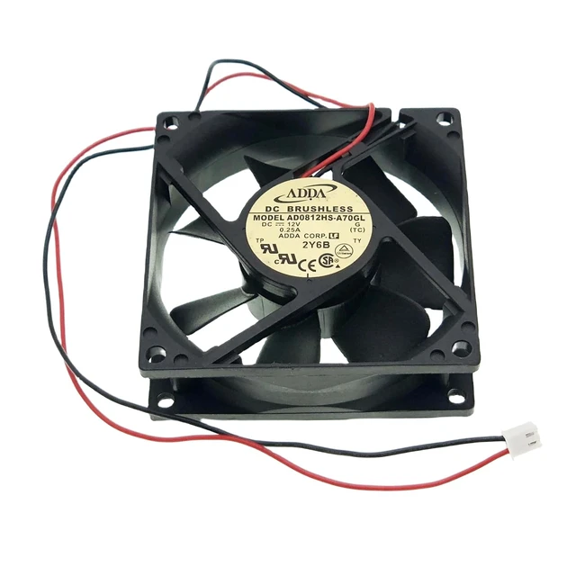 Alt view image 2 of 7 - para ADDA AD0812HS-A70GL Ventilador de enfriamiento, DC12V 0.25A 8025 Chasis Fuente de Alimentación Ventilador 3.150x3.150x0.984 in
