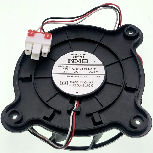 Main image of 12035GE-12M-YT Motor de ventilador de refrigeración para refrigerador compatible con refrigerador Samsung Haier, motor evaporador de refrigerador de 3 cables DC 12V 0.26A 3.937x3.937 in