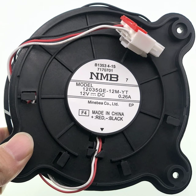 Alt view image 3 of 7 - 12035GE-12M-YT Motor de ventilador de refrigeración para refrigerador compatible con refrigerador Samsung Haier, motor evaporador de refrigerador de 3 cables DC 12V 0.26A 3.937x3.937 in