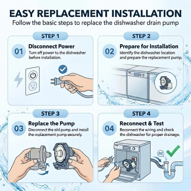 Alt view image 7 of 7 - W10876537 Reemplazo del motor de la bomba de drenaje para lavavajillas compatible con Whirlpool y KitchenAid y Kenmore y Maytag y Amana - Reemplaza W10724439, AP6004843, PS11738151