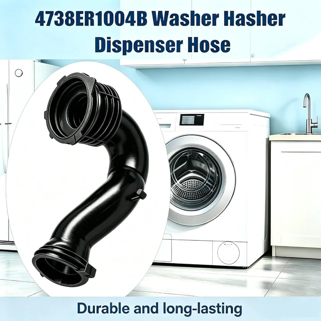 Alt view image 3 of 6 - 4738ER1004B Manguera dispensadora de lavadora con fuelle, manguera de repuesto compatible con lavadora LG Kenmore de carga frontal, reemplaza a AP4436600 1267576 AH3523347 EA3523347 PS3523347