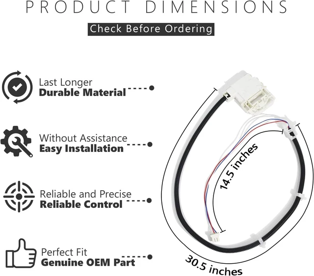 Alt view image 2 of 7 - WH08X32657 WH08X37937 WH08X31222 Kit de Cerradura y Arnés de Tapa de Lavadora Compatible para Lavadoras GE Específicas, Kit de Cerradura de Tapa y Percutor Interruptor
Compatible for Specific GE Washi