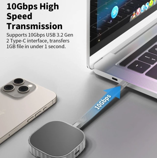 Alt view image 4 of 5 - Magnetic suction hard drive case 2230 portable solid-state M.2 NVMe external hard drive case SSD reader suitable for iPhone
