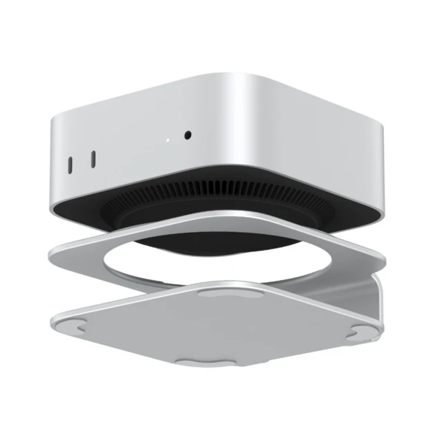 Alt view image 3 of 5 - Mac mini M4 stand, M4 Pro metal cooling base, Mac mini desktop heightening support frame