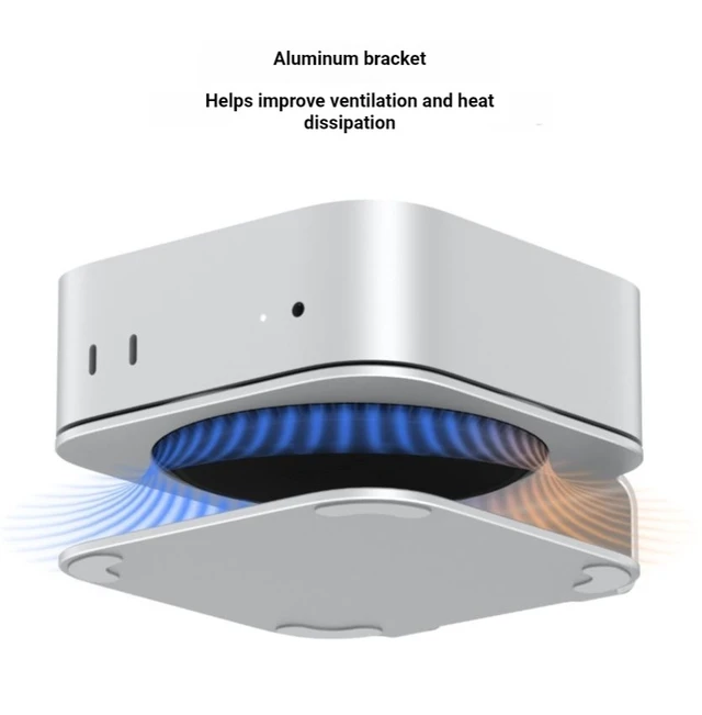 Alt view image 5 of 5 - Mac mini M4 stand, M4 Pro metal cooling base, Mac mini desktop heightening support frame