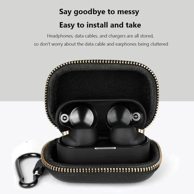 Alt view image 3 of 4 - Earphone Case Accessories Earphone Protective Case Waterproof EVA Zipper PU Lychee Shock Absorption for WF-1000XM4