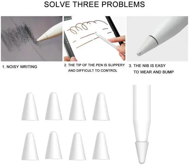 Main image of 8pcs/Box Tip Cover for Pencil 2nd 1st Replacement Case (White)