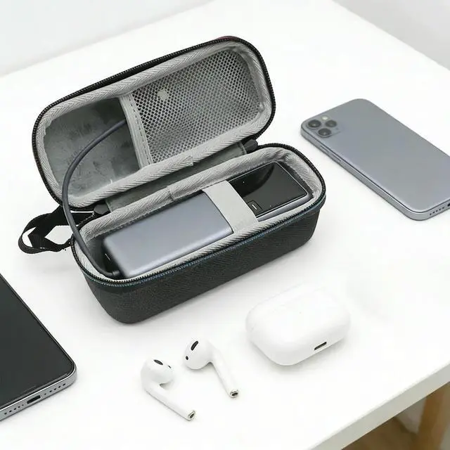 Alt view image 3 of 3 - For 165W 10000mAh Power Bank Protect Pouch with Built-In Cable Shockproof Carry Case Inner Mesh Pocket