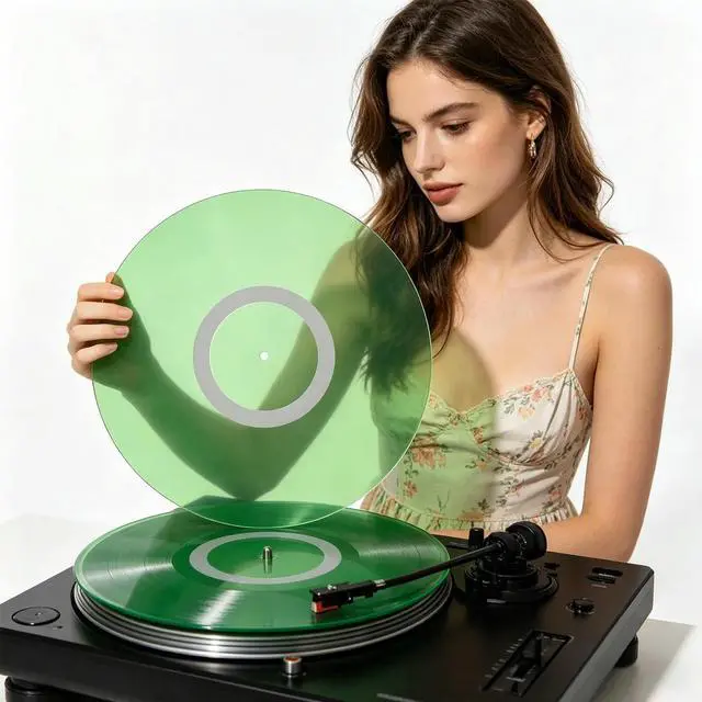 Alt view image 6 of 6 - Turntable Mat Record Platter Slipmat Acrylic Record Player Platter for Noise Reduction/Improved Sound