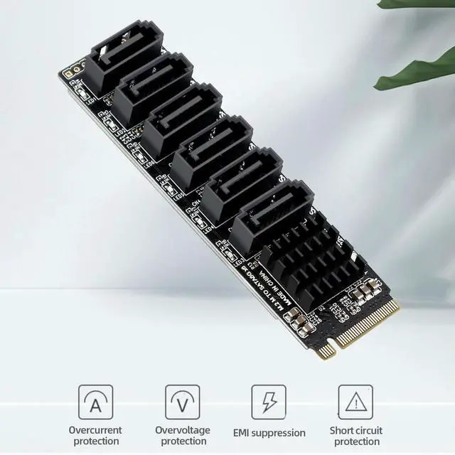 Alt view image 3 of 3 - M2 M-Y PCIE3.0 To SATA6G Docking Expansion Card Overvoltage Protection Expansion Card Adapter Card for Hard Disk Support SATA