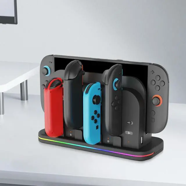 Alt view image 5 of 6 - For NS2 Charger Console Cooler Base with RGB Light External Game Console Stand Heat Dissipation Fan Gift for Friends
