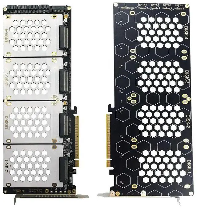 Alt view image 4 of 6 - 4-Port NVMe Interface PCIe X16 Conversion Card Motherboard Support PCIe X4x4x4x4 Bifurcation U.2 PCIe Adapter for PC
