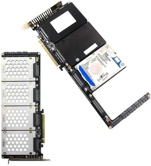 Alt view image 6 of 6 - 4-Port NVMe Interface PCIe X16 Conversion Card Motherboard Support PCIe X4x4x4x4 Bifurcation U.2 PCIe Adapter for PC