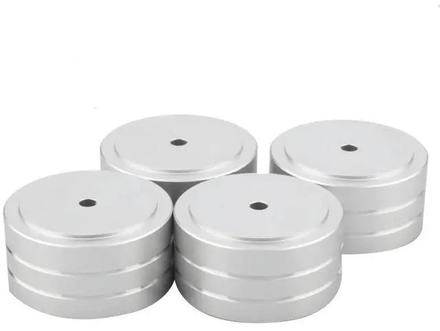 Alt view image 3 of 3 - 4Pcs 40X20mm Aluminum HIFI AMP Speaker Isolation Stand Turntable DAC Feet Pad (Silver)