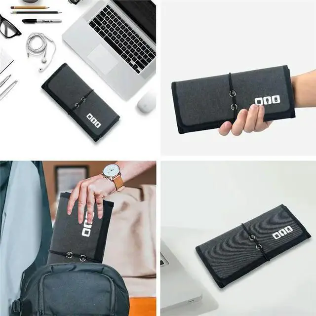 Alt view image 6 of 6 - Electronic Organizer Cord Pouch Travel Cable Bag Organizer Carrying Case For Power Bank USB Cables 1 Piece Black