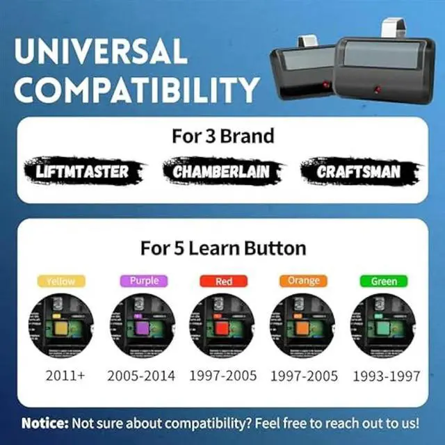 Alt view image 5 of 6 - 2Pcs For Chamberlain Liftmaster Craftsman Garage Door Opener Remote 891LM 971LM Universal Garage Door Openers Durable