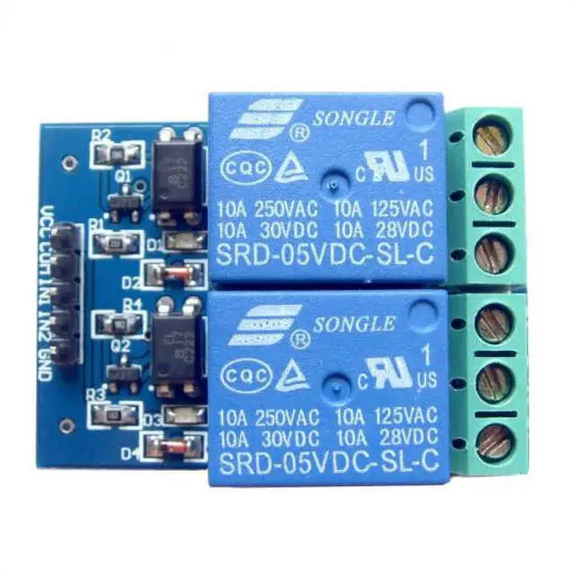 Alt view image 5 of 6 - 2 Way Relay Module 5V 10A Optocoupler Isolated Relay Onboard Power Supply Led Indicator with Output Signal Indication Relay