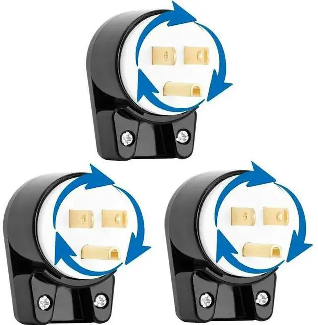 Main image of DIY Rewireable 1 Set/3Pcs Nema 5-15P 90 Degree USA Canada Male Plug, ETL Listed, 15A 125V With 12 Adjustable Directions US
