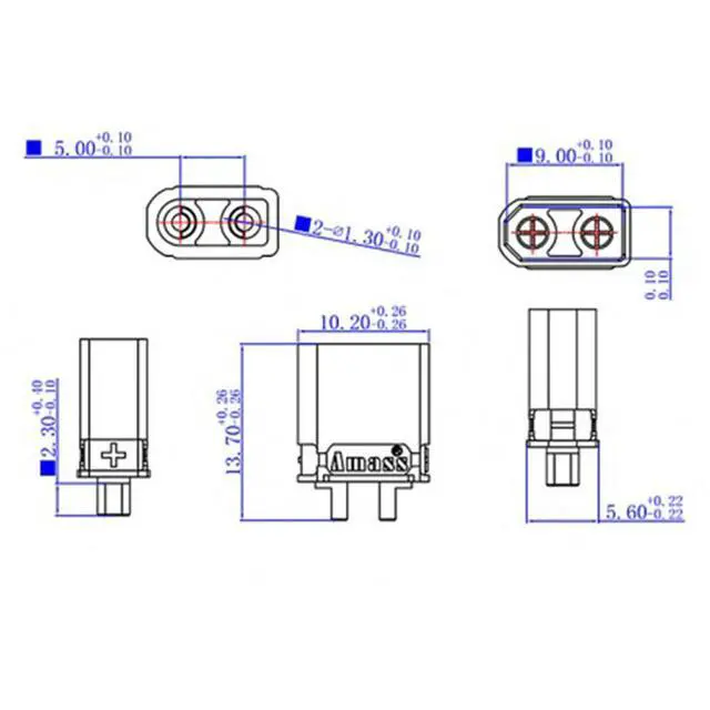 Alt view image 2 of 3 - 5Pair XT30U-M/F Male Female Bullet Connector DC500V 30A Charging Plug for RC Multi Axis Aircraft Fixed Wing Lipo ESC