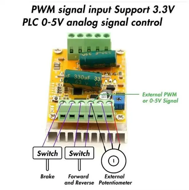 Alt view image 3 of 6 - BLDC Three-Phase DC Brushless Motor Controller 300W DC6.5V-50V PWM Signal Input No Hall Motor Drive Control Module