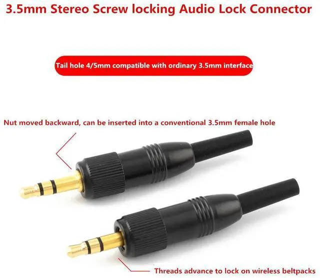Alt view image 5 of 6 - 2PCS 3.5mm 1/8" SB449B-PG-B Lock Stereo Screw Audio Connector With Locking Microphone Spare Plug 3.5mm Fanny Pack Plug
