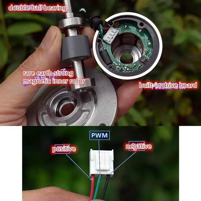 Alt view image 3 of 3 - 3400RPM Brushless Motor DC 24V 10W Double Ball Bearing Brushless Motor Built-in Drive Board Rare Earth Strong Magnetic Motor