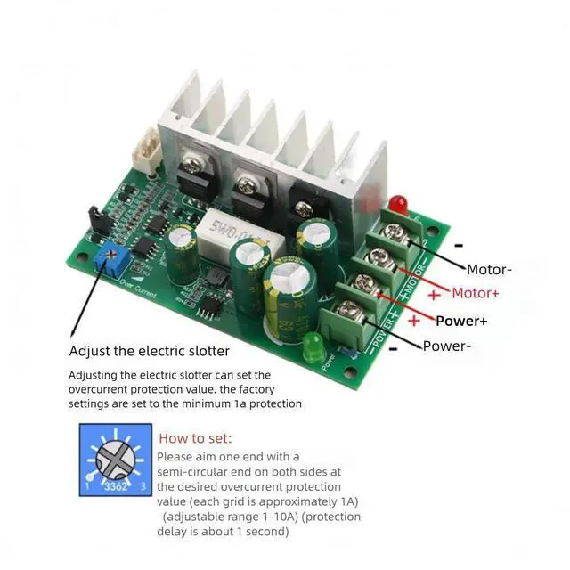 Alt view image 4 of 6 - PWM DC Motor Speed Controller 10-60V Motor Speed Regulator 0-100% Adjustable Speed Governor Overcurrent and Overload protection