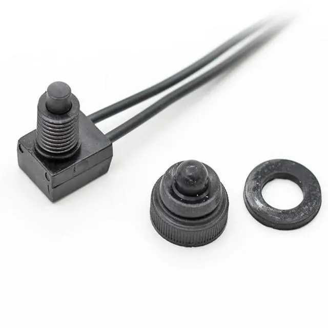 Alt view image 6 of 6 - 10PCS AC250V Waterproof Push Button On-Off Switch With 4" Lead Wire Black 3A Self-locking Switch IP67 Waterproof Switch