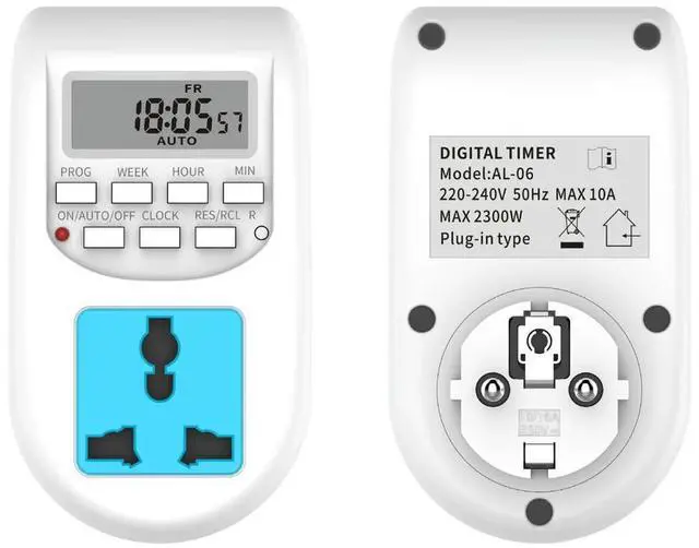 Alt view image 4 of 6 - AL-06 LCD Digital Display Timer Switch DE Plug AC220-240V 50Hz Timing Socket Wely Programmable Electronic Digital Timer Switch