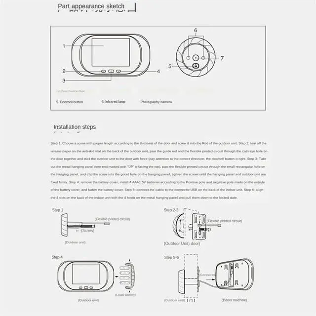 Alt view image 2 of 6 - Digital LCD 2.8Inch Video Doorbell Peephole Viewer Door Eye Monitoring Camera 90 Degree Doorbell Motion Detection Eye Durab