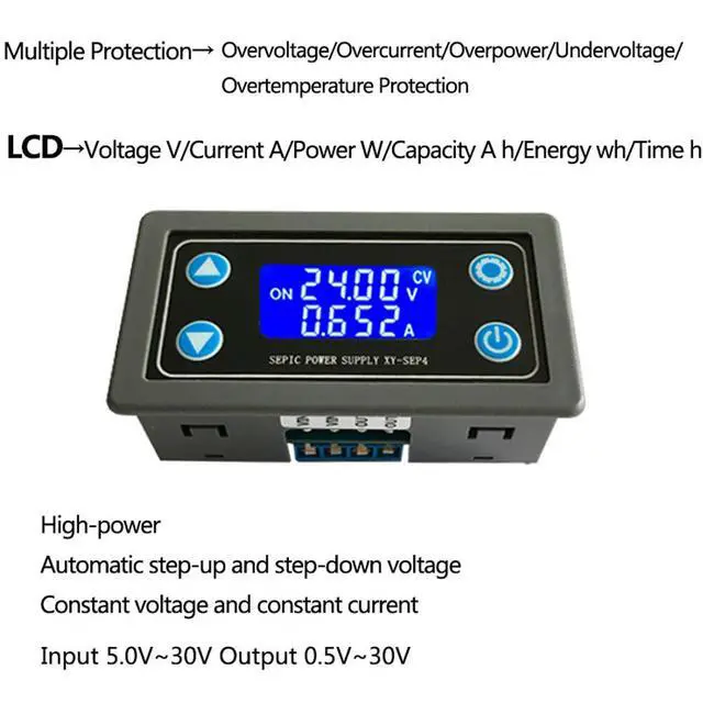 Alt view image 5 of 6 - DC DC 0.5-30V 4A 35W Automatic Boost Buck Converter CC CV Regulated Adjustable oratory Step-Down Step-Up Power Supply Module