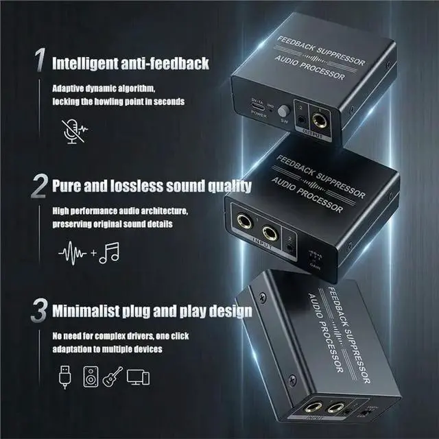 Alt view image 2 of 3 - Mini Microphone Anti-Howling Feedback Suppressor Lossless ligent Audio Processor Mic Anti-Howling Frequency Shifter