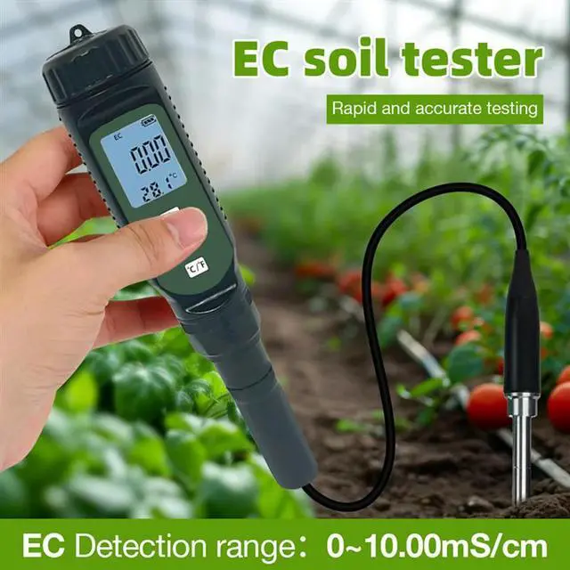 Alt view image 2 of 3 - Soil EC Detector Value Temperature Detection External Probe Garden Grassland Temperature EC Detector