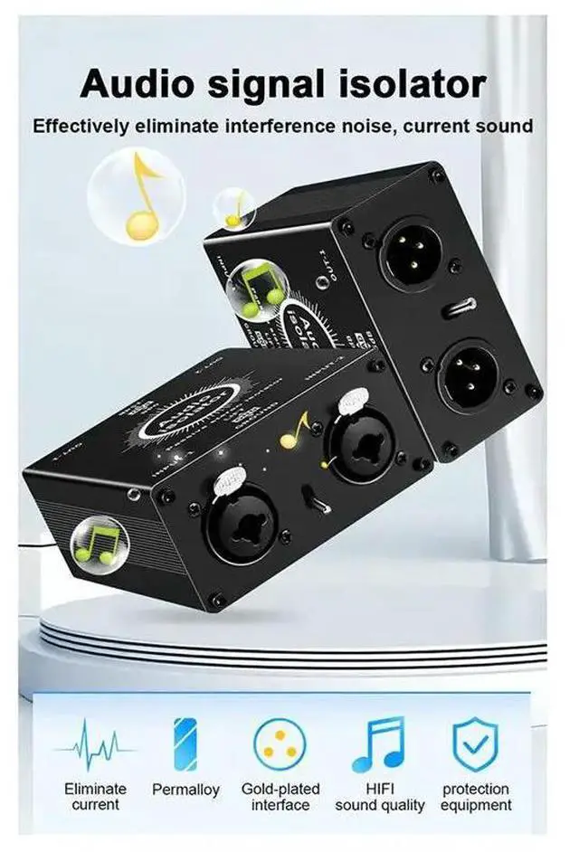 Alt view image 2 of 3 - Audio Isolator Microphone Filte XLR 6.5, Mixer Live Broadcast Mixer Microphone Common Ground Filte
