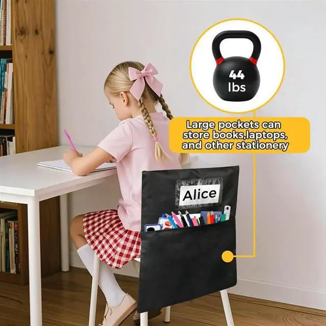 Alt view image 2 of 3 - 12 Pack Seat Sacks For K-2 Student For Classrooms-Chair Pockets Organizer-Fabric For School Supplies