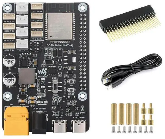 Alt view image 2 of 3 - ESP32 DDSM Motor Driver Board HAT Type-C Interface for Direct Drive Servo Hub Motors for Raspberry Pi