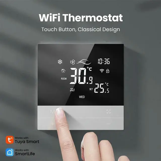 Alt view image 3 of 5 - Tuya Voice Controlled Temperature Controller Switch 3 Speed Fan Coil Unit Cool Function 3Pcs