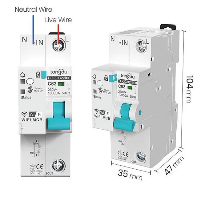 Alt view image 3 of 6 - Tuya Circuit Breaker with Auto Interruptor Metering Circuit Breaker with Timer Remote Control Switch