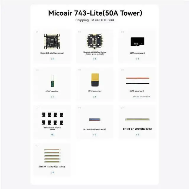 Alt view image 2 of 6 - Micoair743 Lite H743 FC& ESC Stack 50A 4In1 ESC Bluetooth Configuration Flight Controller PX4 Firmware