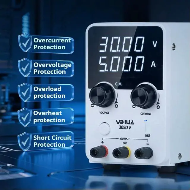 Alt view image 2 of 3 - High-precision DC Regulated Power Supply 30V 5A Temperature-Controlled USB Fast Charging/Multiple Protection Power Supply