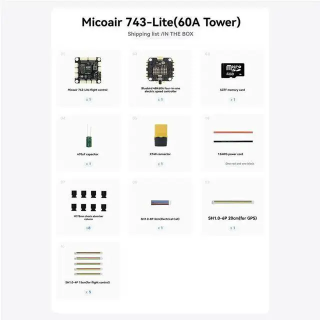 Alt view image 3 of 3 - Micoair743 Lite FPV Stack H743 60A 4In1 ESC Flight Controller PX4 Firmware Bluetooth Configuration