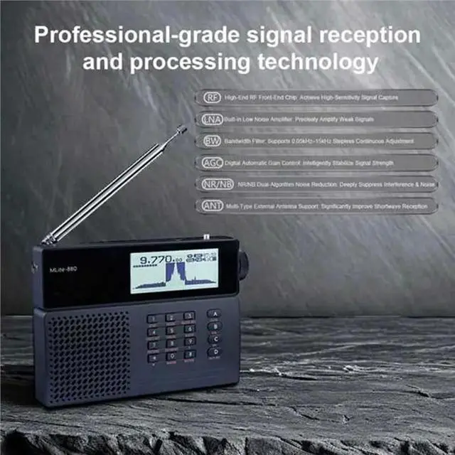 Alt view image 3 of 3 - Mlite-880 Digital Radio DSP Radio SSB/AM/FM RDS Full Band Radio Digital Shortwave Radio