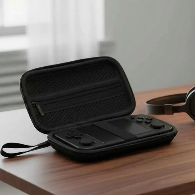 Alt view image 4 of 6 - Hard Carrying Case with Wrist Strap Travel Organizer Case Compatible for BOYHOM R36H Handheld Game Console