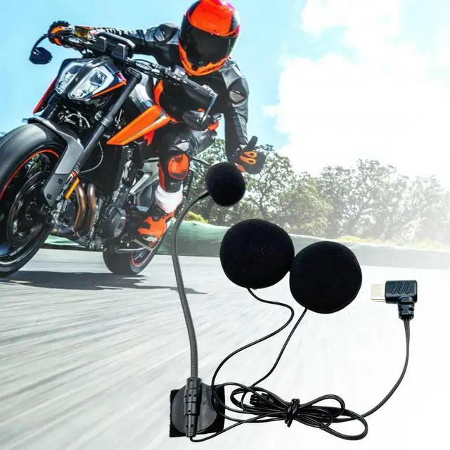 Alt view image 3 of 6 - Motorcycle Helmet Interphone Intercom Type C Connector Helmets Headphones Microphone Noise Reduction Cycling Accessory
