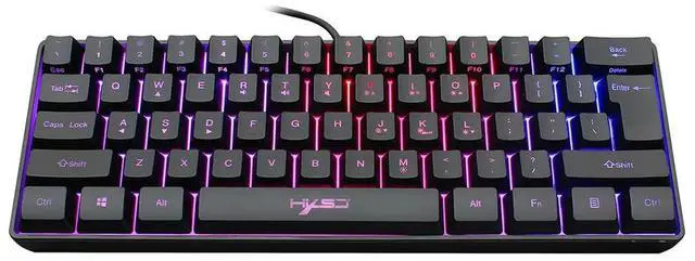 Alt view image 3 of 6 - RGB Backlight Keypad HXSJ V700 61 Keys USB Wired Gaming Keyboard Household Computer Accessories for PC Gamer