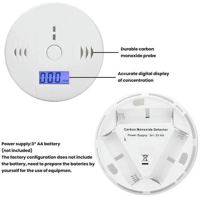 Alt view image 2 of 3 - Carbon Monoxide Alarm Smoke Alarm CO Detector LCD Display Alarm Home Toxic Gas Leak Detector Fire Sound Alarm